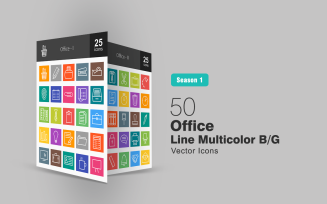 50 Arrows Line Multicolor B/G Icon Set