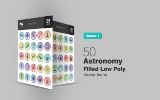 50 Astronomy Filled Low Poly Icon Set