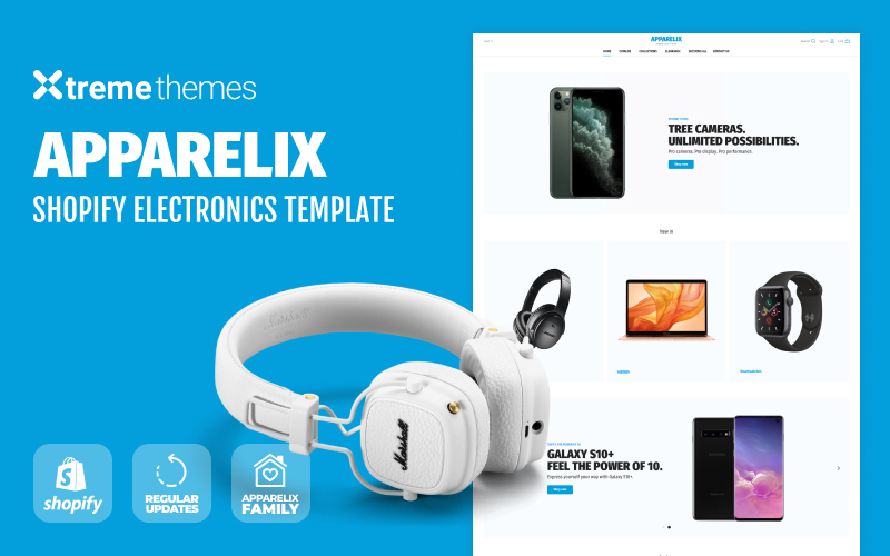 "Electronics Shop on Shopify - Apparelix" 响应式Shopify模板 #94005