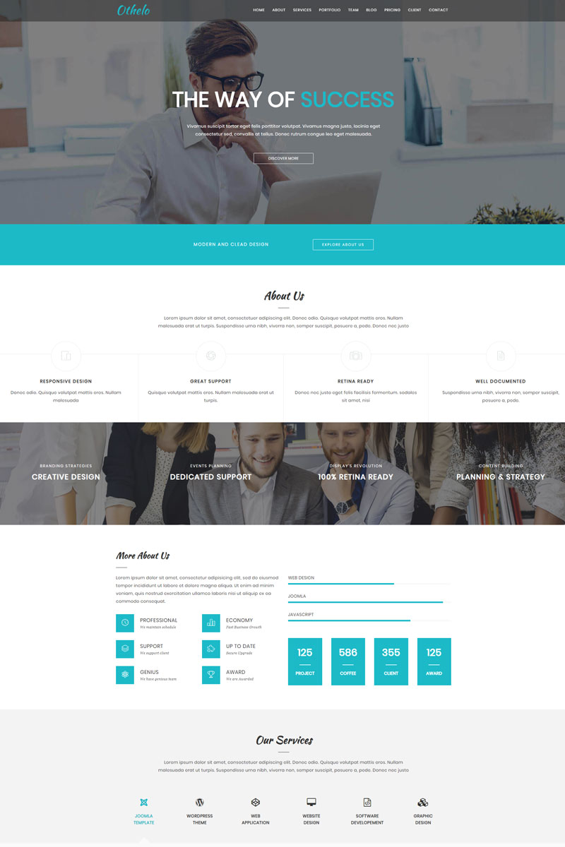 "Othelo - React Gatsby" Responsive Landingspagina Template №94052 - screenshot