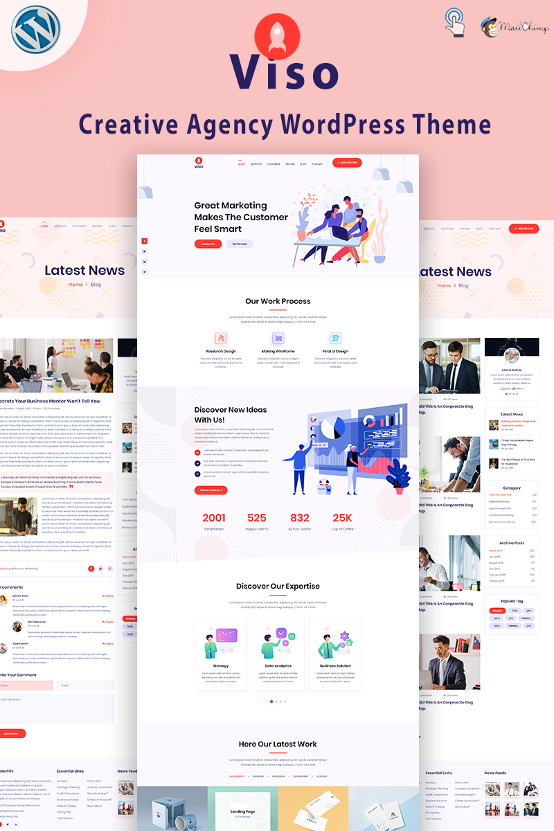 Responsivt VISO - Creative Agency WordPress-tema #94095