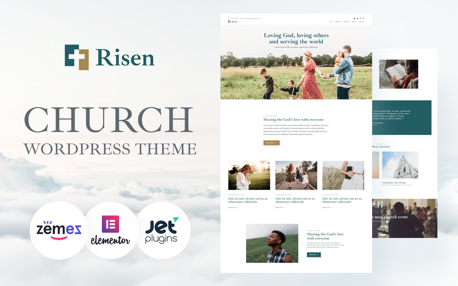 Responzivní WordPress motiv "Risen - Neat WordPress Theme Church" #94054