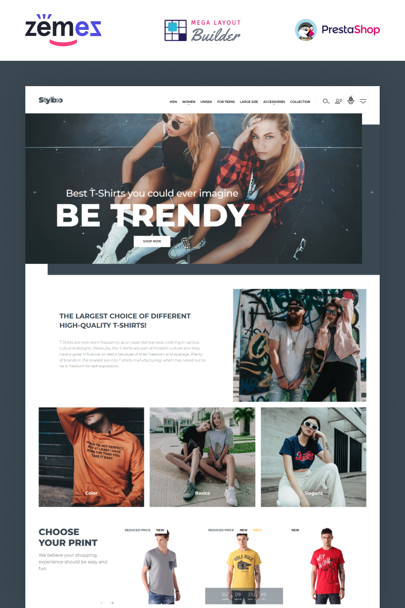 Tema PrestaShop Responsive #94092 "Stylixo - T-Shirt eCommerce Design Theme" - screenshot