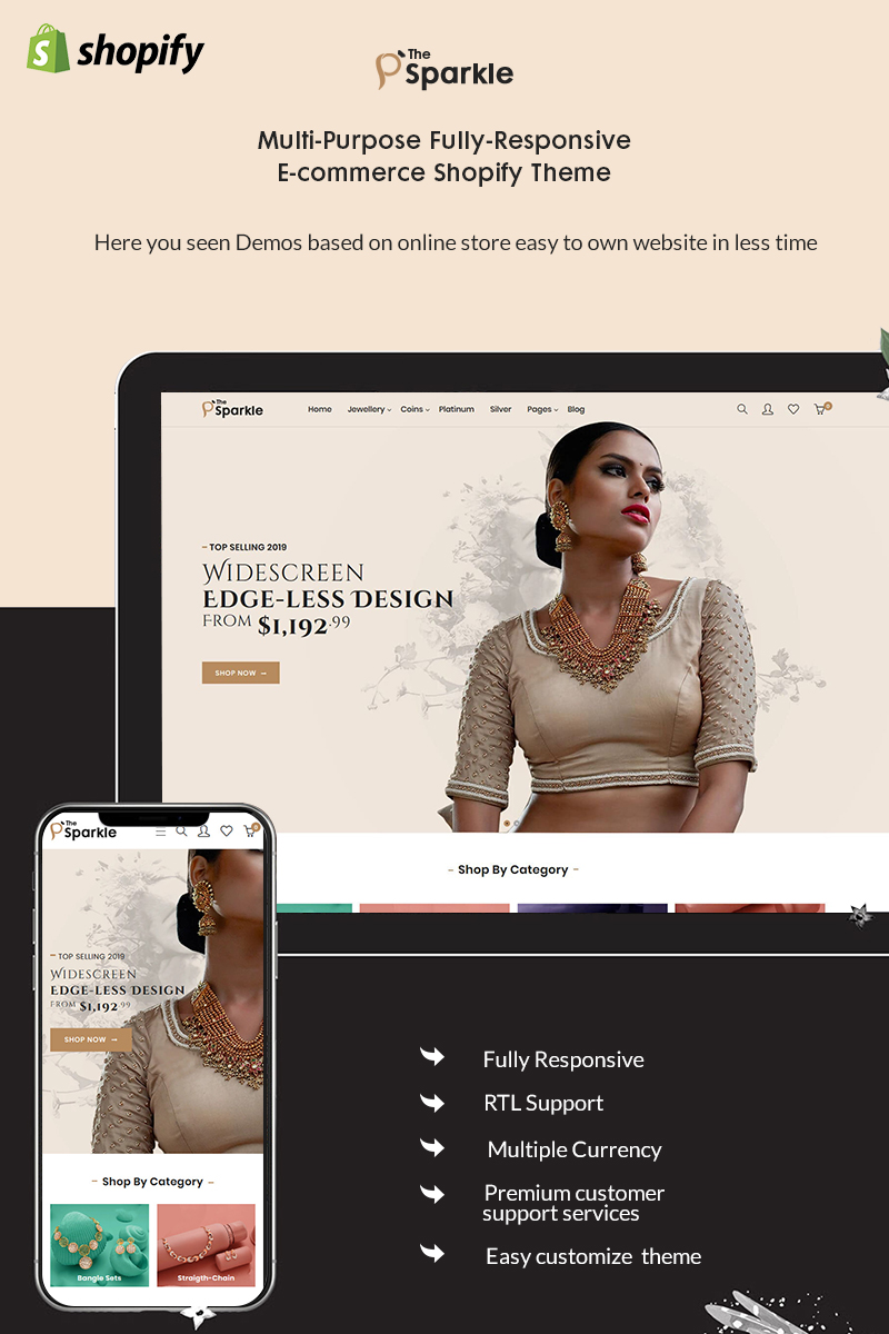 Tema Shopify Responsive #94053 "Sparkle - The Jewelery Premium"