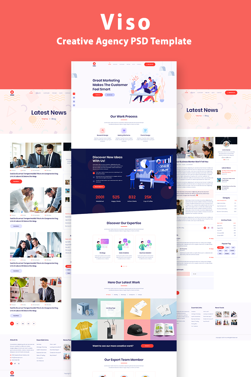 VISO - One Page Creative Agency PSD-mall #94094 - skärmbild