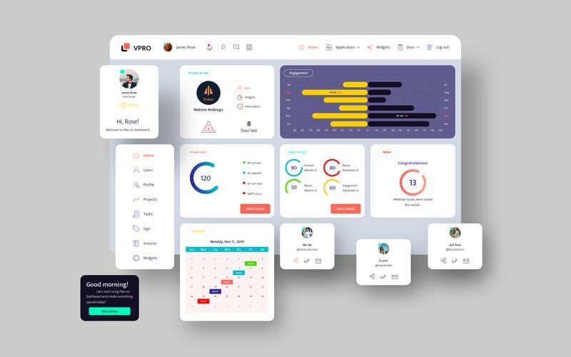 VPRO Dashboard UI VU Template de Ilustração №94098