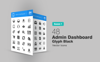 48 Admin Dashboard Glyph Icon Set