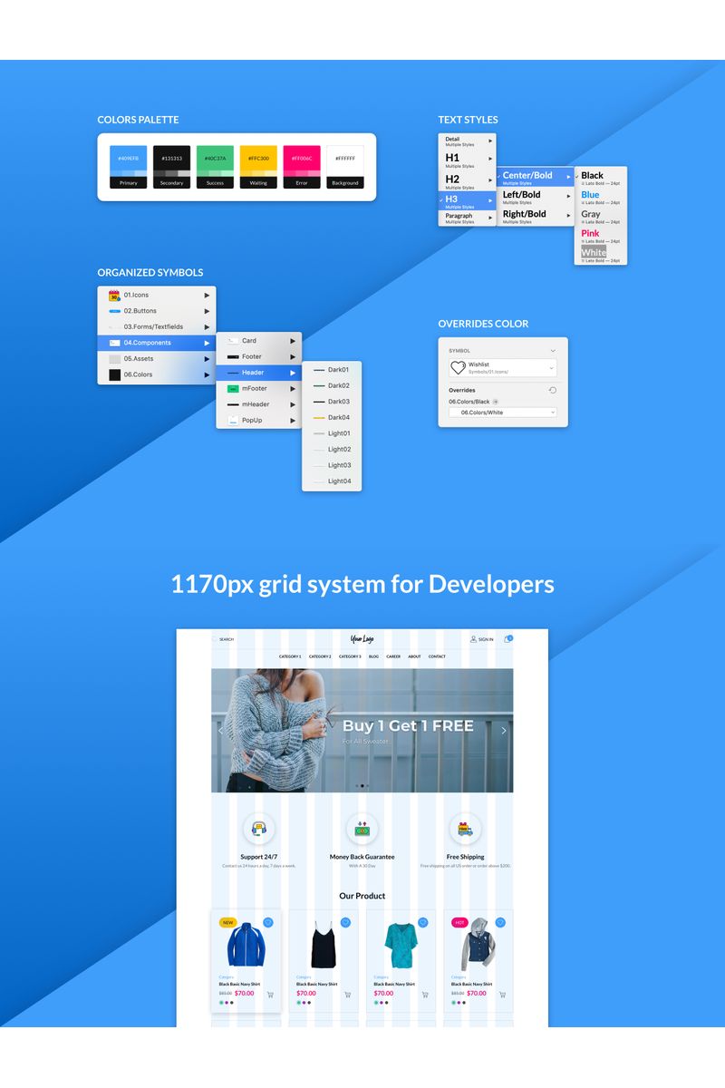 Fluorine - eCommerce Responsive Web UI Kit Template de Ilustração №94138