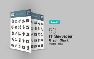 50 IT Services Glyph Icon Set