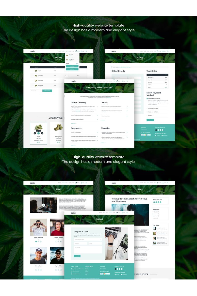 "Oasis - Marijuana eCommerce" Sketch Template №94137
