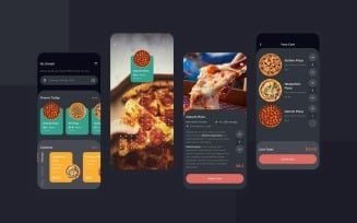 Order Food Dark Mode Mobile UI Sketch Template