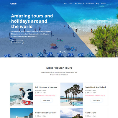 Tema di Landing Page Bootstrap #94140 "Olive - Travel Agency" #94140