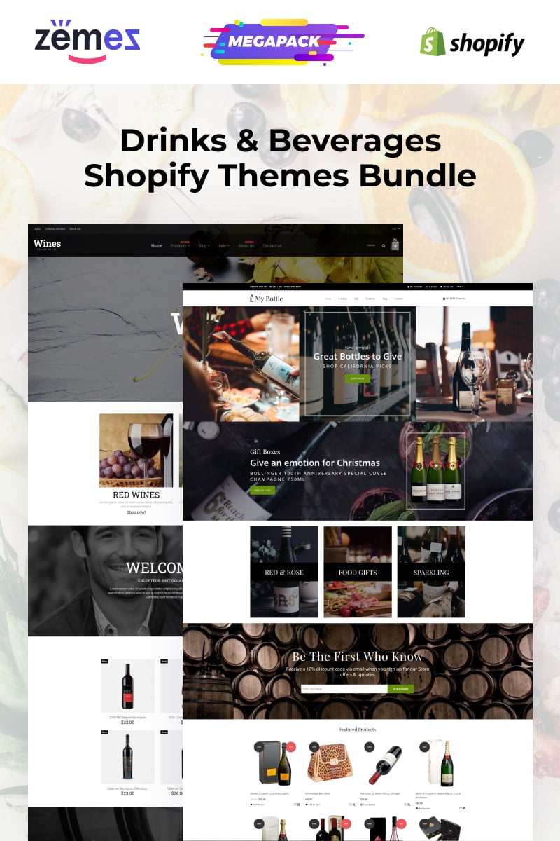 Template Shopify Responsive #94213 "Wine and Beverages Themes Bundle" - screenshot