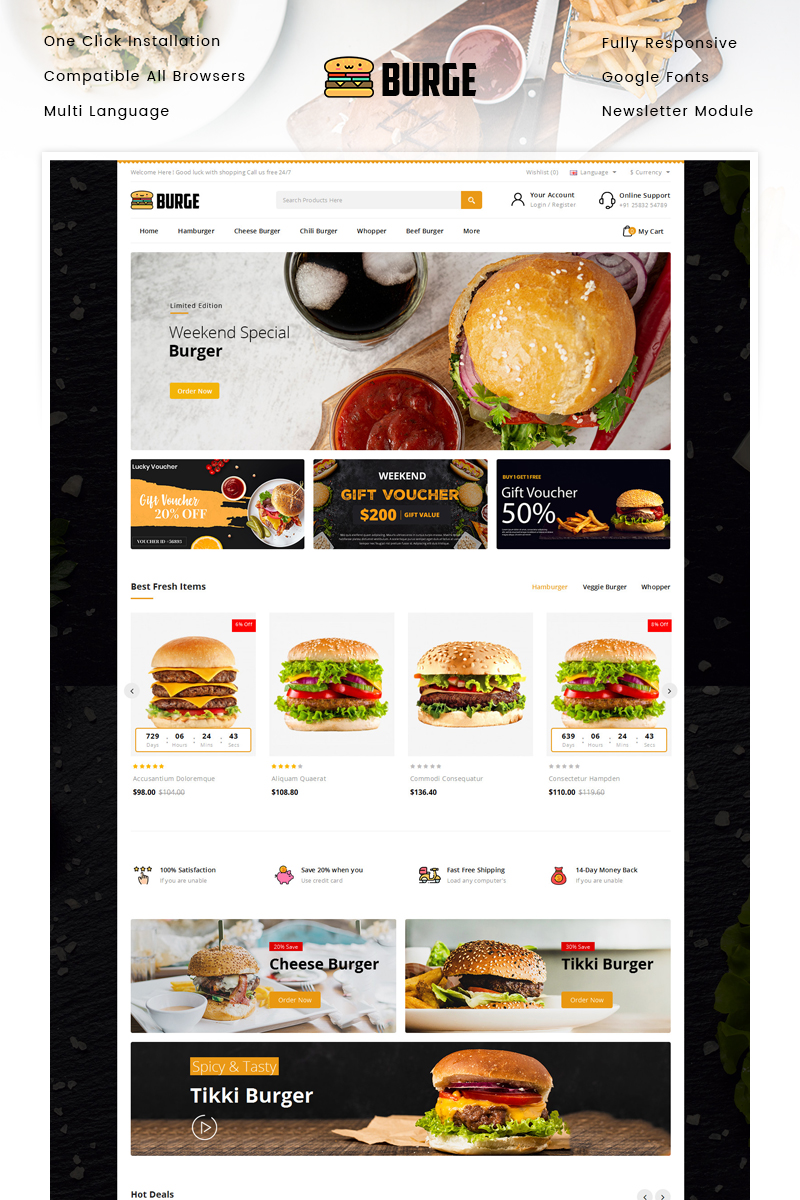 Burge - Fast Food Store OpenCart Template