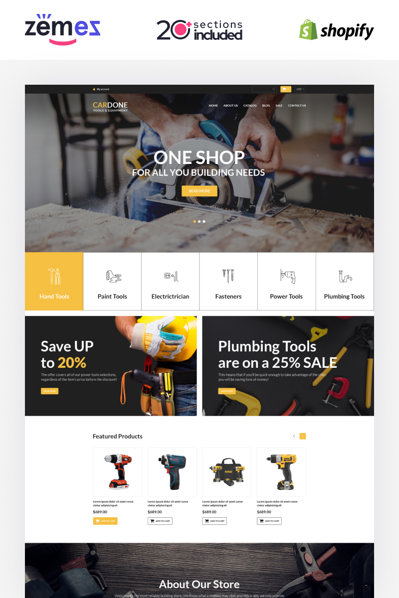 Modello Shopify Responsive #94397 "Power Tools" - screenshot