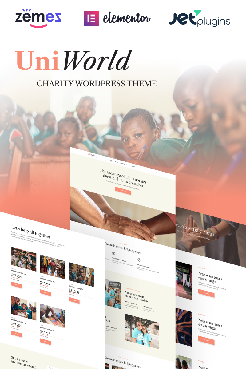 Tema De WordPress "UniWorld - Donations Charity" #94384 - captura de pantalla