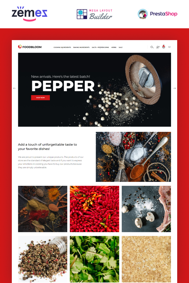 Tema PrestaShop Responsive #94386 "FoodBloom - Spices Store eCommerce Template" - screenshot