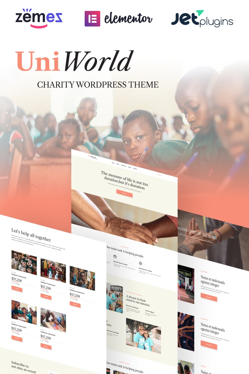 "UniWorld - Donations Charity" Responsive WordPress thema №94384 - screenshot