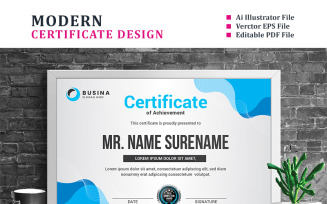 Wave Style Design Certificate Template