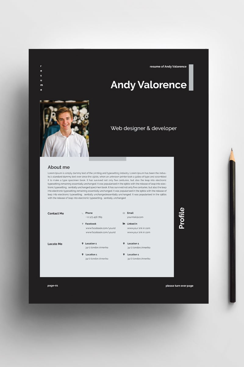 Andy - clean & colorful word Resume Template #94422 - skärmbild