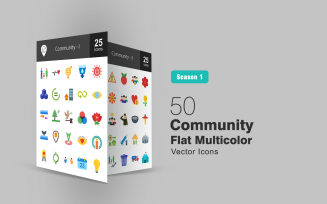 50 Community Flat Multicolor Icon Set