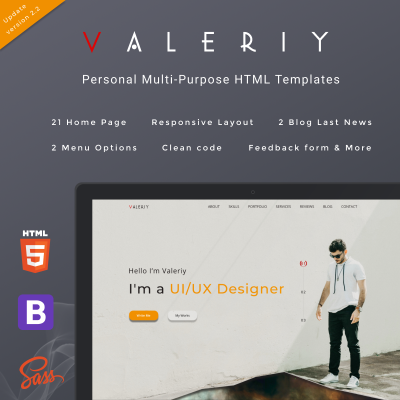 Landing Page Template namens Valeriy | Personal Multi - Purpose #94539