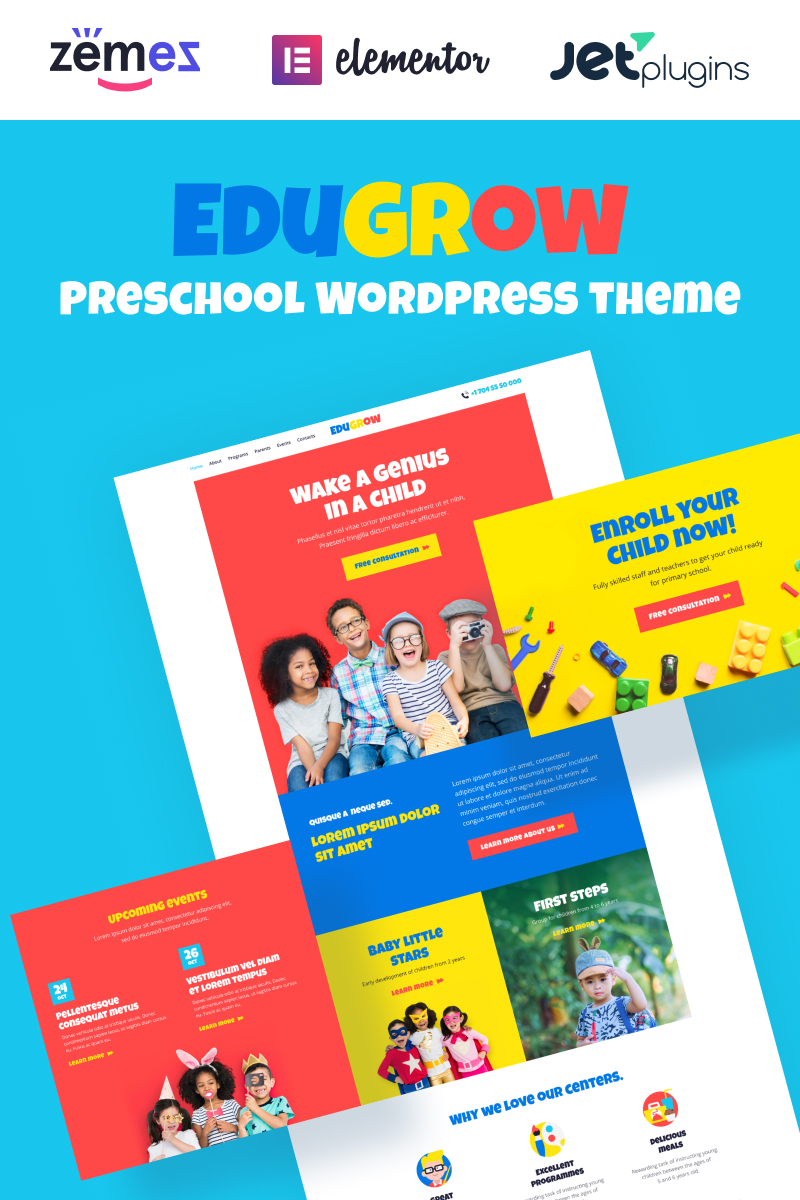 Edugrow - Preschool WordPress Theme with a Vivid Design Tema WordPress №94536 - captura de tela
