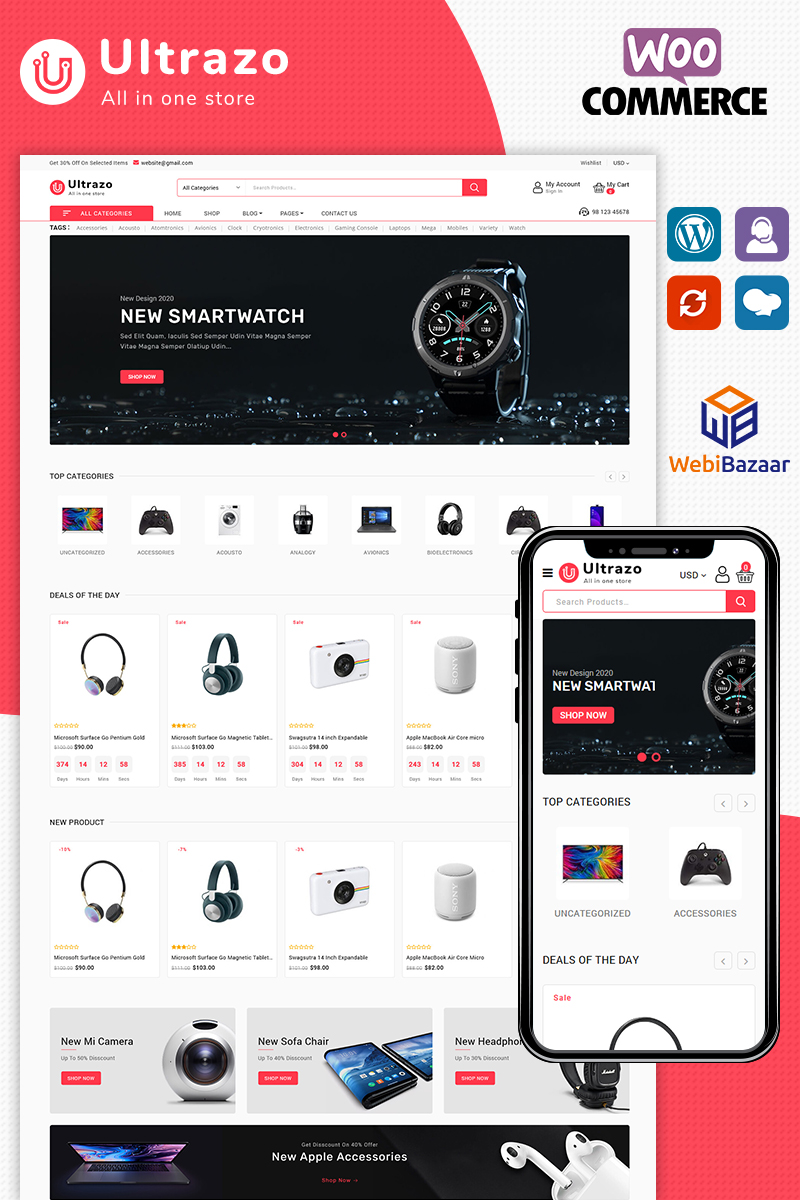 Responsivt Ultrazo Electronics WooCommerce-tema #94540 - skärmbild