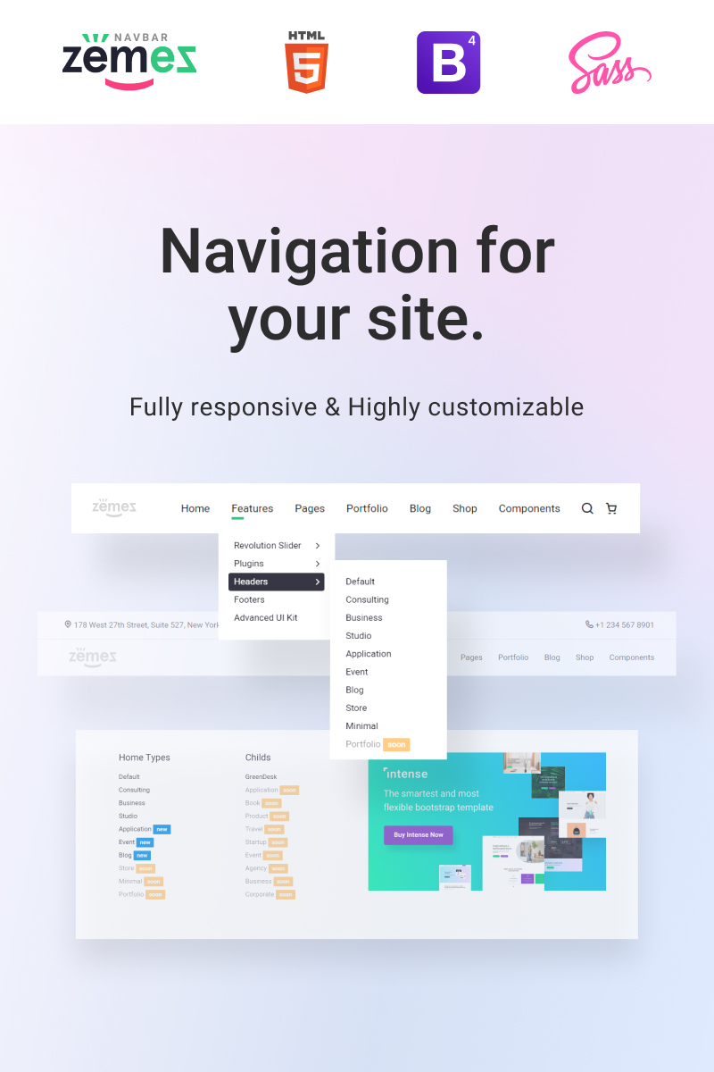 Responsivt Zemez Responsive Navbar JavaScript #94576 - skärmbild