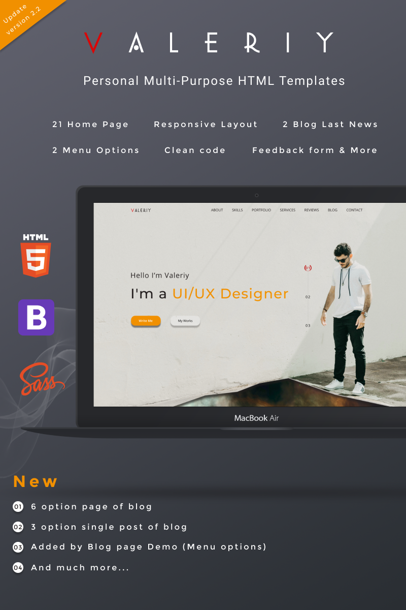 Responsywny szablon Landing Page Valeriy | Personal Multi - Purpose #94539 - zrzut ekranu
