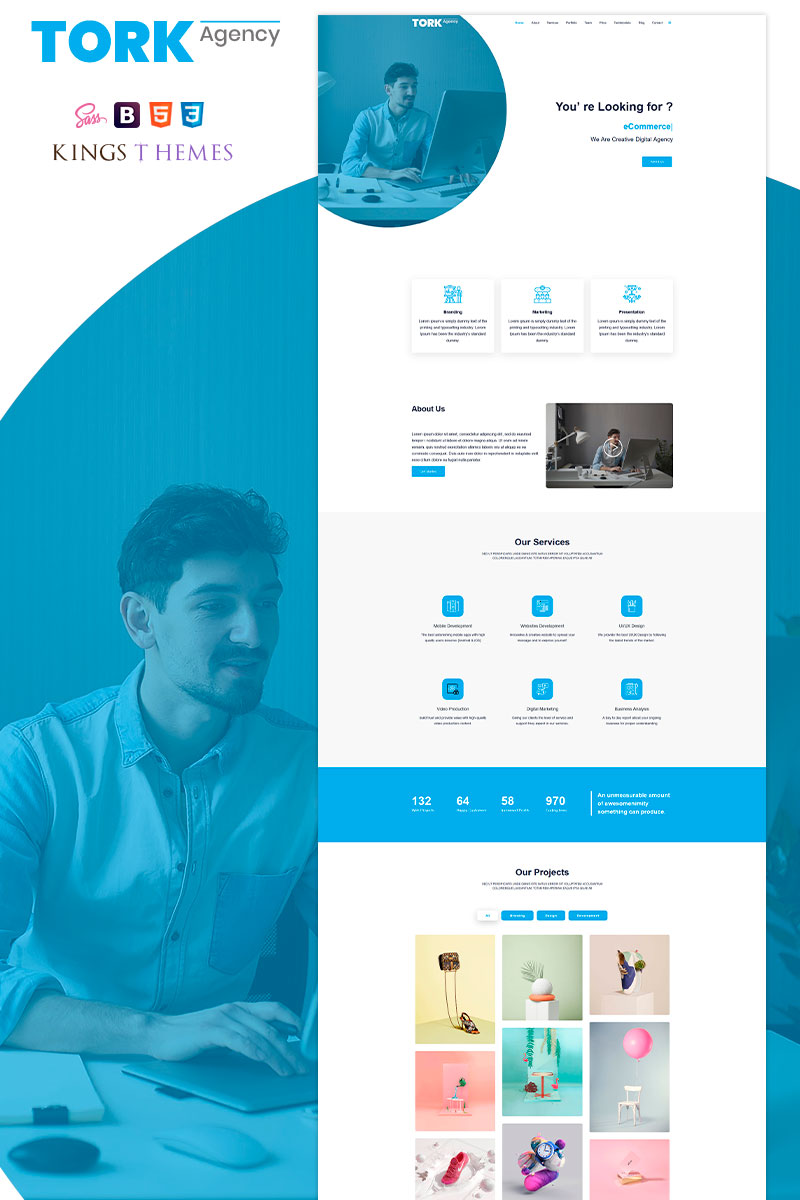 "Tork Agency" Responsive Landingspagina Template №94589 - screenshot