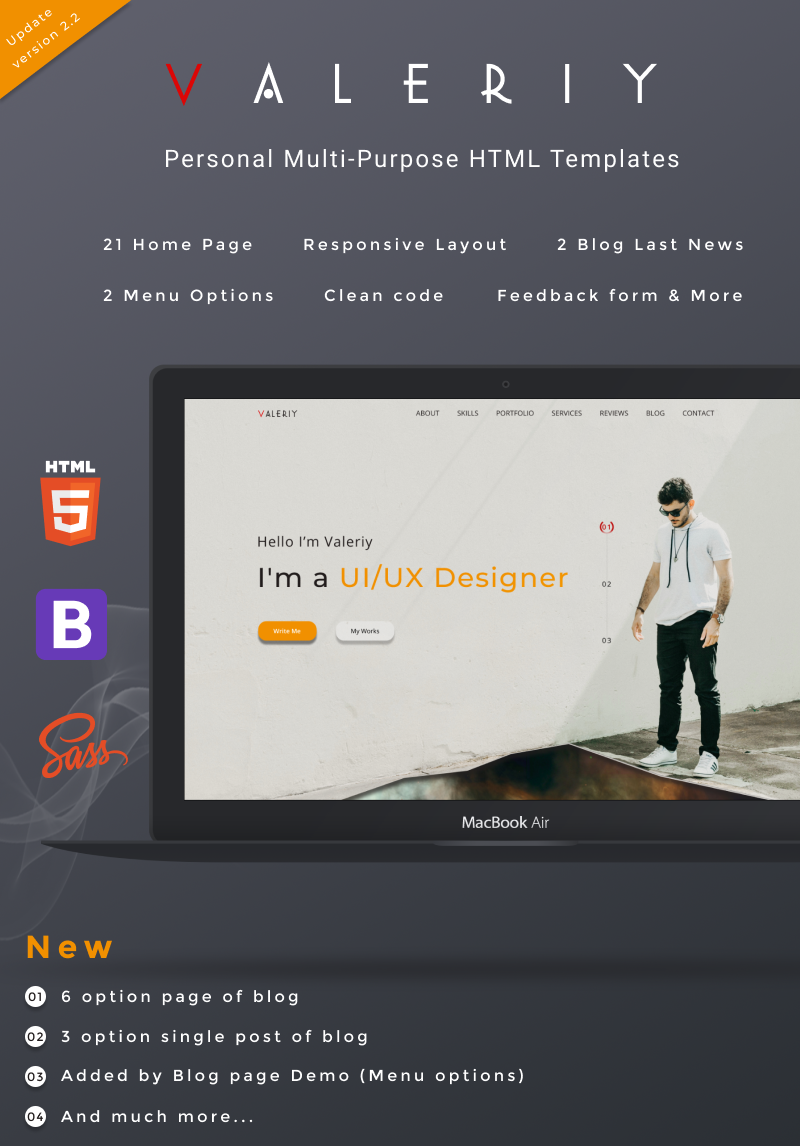 Valeriy | Personal Multi - Purpose Landing Page Template #94539