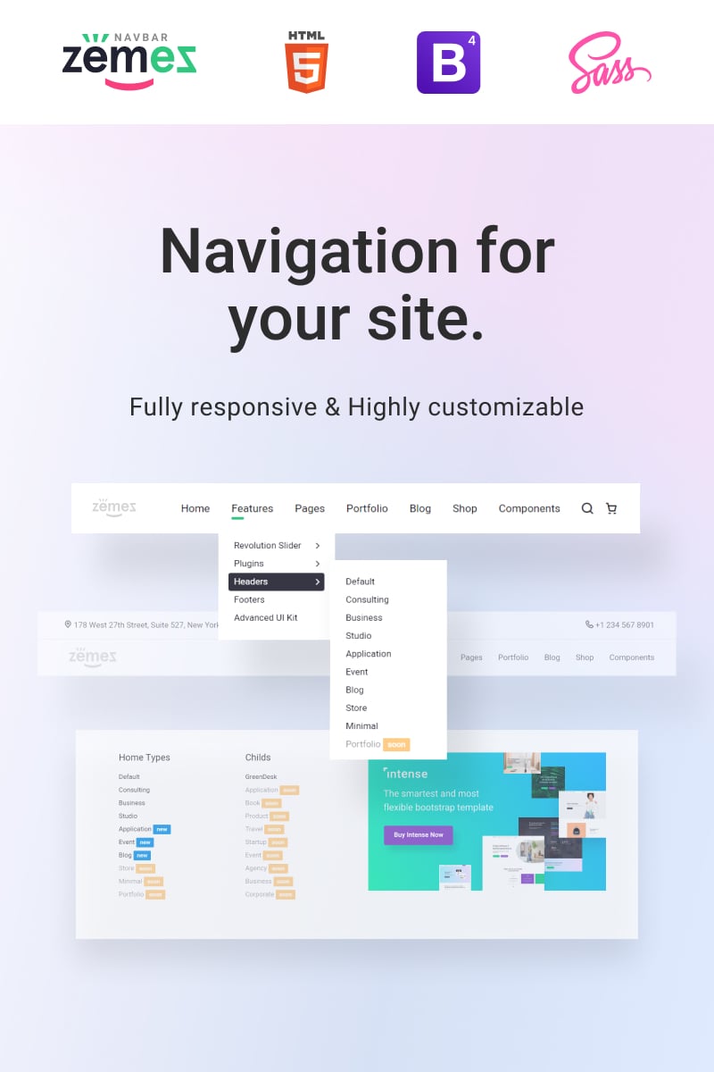 "Zemez Responsive Navbar" 响应式JavaScript模板 #94576 - 截图