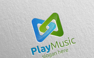 Abstract Music with Note and Play Concept 2 Logo Template