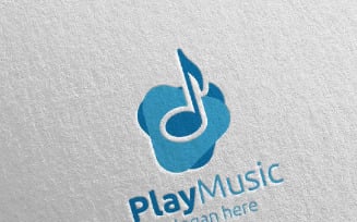 Abstract Music with Note and Play Concept 3 Logo Template