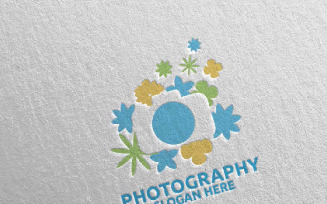 Flower Camera Photography 108 Logo Template