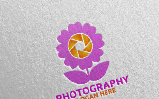 Flower Camera Photography 72 Logo Template