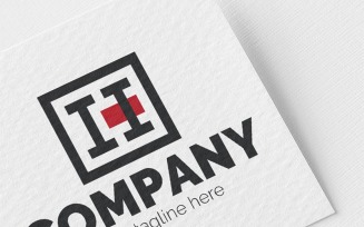 Logo, graphic sign, combines: Square + H