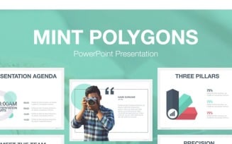 Mint Polygons PowerPoint template