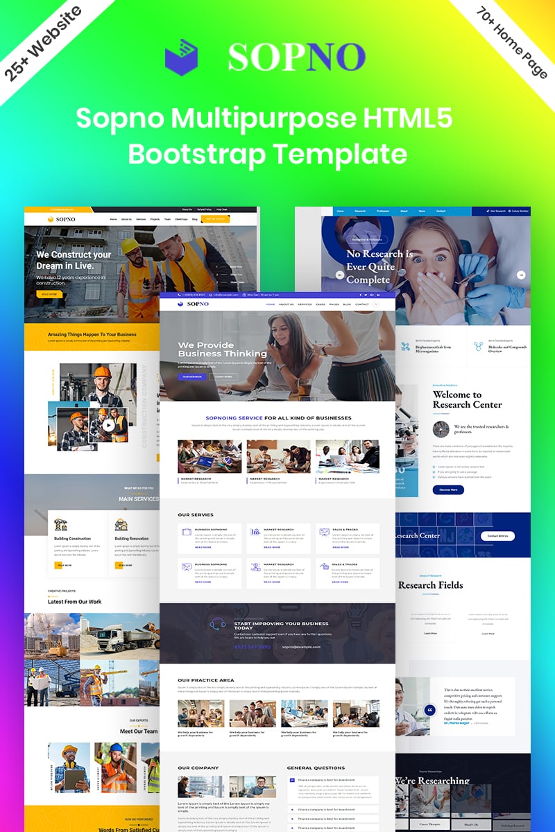 Reszponzív Sopno Multipurpose HTML5 Bootstrap Weboldal sablon 94791