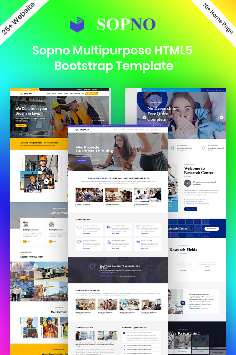 Tema Siti Web Responsive #94791 "Sopno Multipurpose HTML5 Bootstrap"