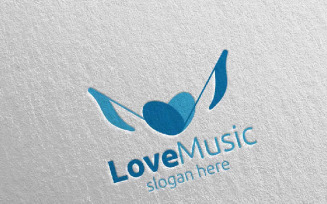 Love Music with Note and Love Concept 50 Logo Template