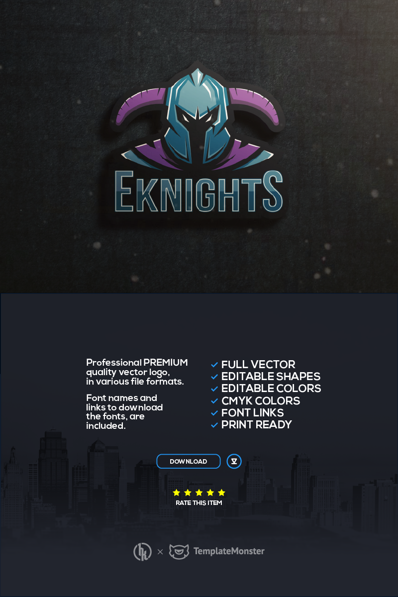 Eknights Logo Editable Template