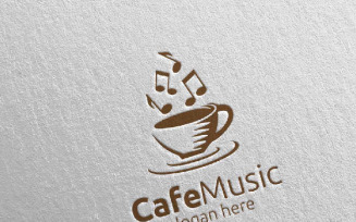 Cafe Music with Note and Cafe Concept 63 Logo Template