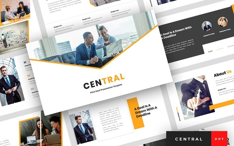 Central - Pitch Deck PowerPoint template PowerPoint Template