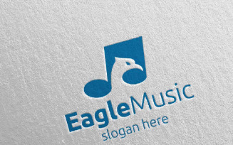 Eagle Music with Note and Eagle Concept 66 Logo Template