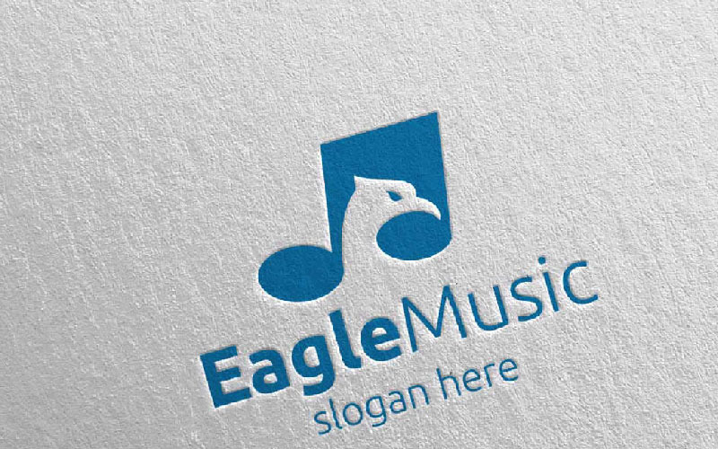 Eagle Music with Note and Eagle Concept 66 Logo Template