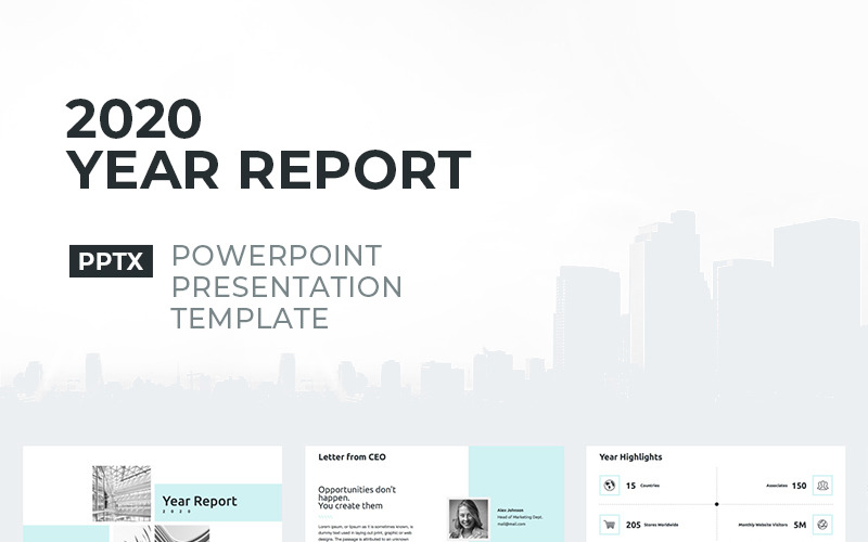 2020 Year Report PowerPoint template PowerPoint Template