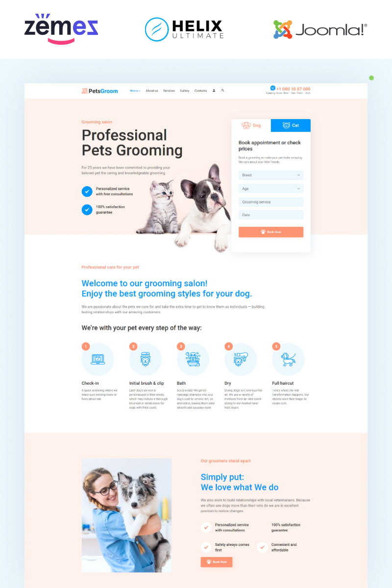 Modello Joomla Responsive #95021 "PetsGroom - Animals & Pets Multipage Clean"