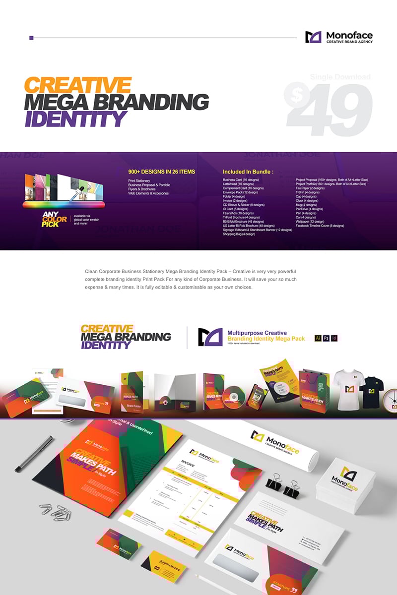 Plantilla De Identidad Corporativa "Mega Branding" #95043